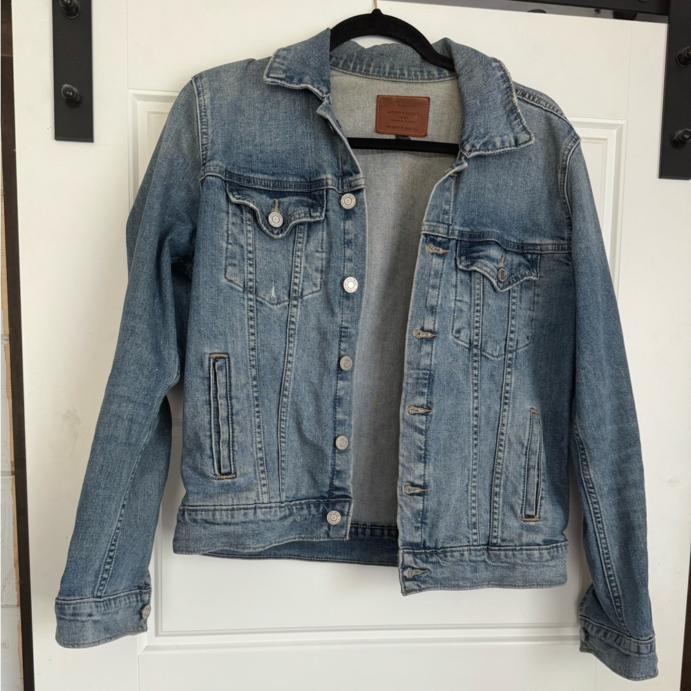 Lucky Brand Medium Light Wash Cropped Jean Jacket